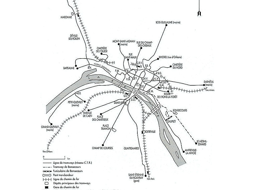 Plan réseau tram 1877-1953