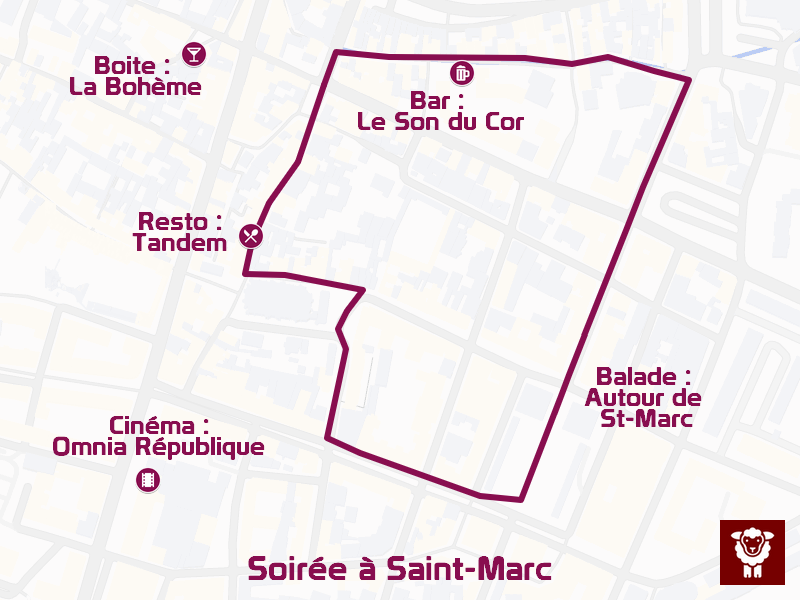 Une soirée à St-Marc Parcours